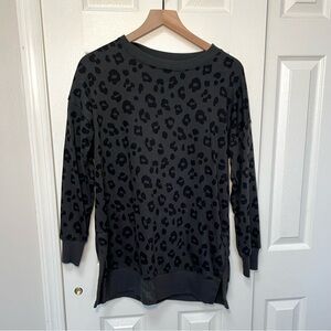 Old Navy Black and Gray Leopard Print Tunic Sweatshirt